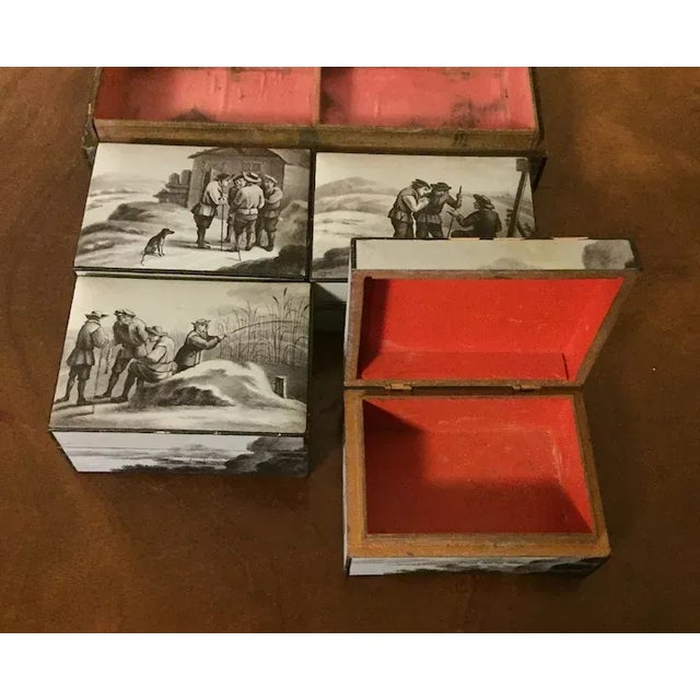 18th Century Antique 18th Century Belgian Grand Tour Lacquer Paint Decorated Wood Jewelry Trinket Box For Sale - Image 5 of 13