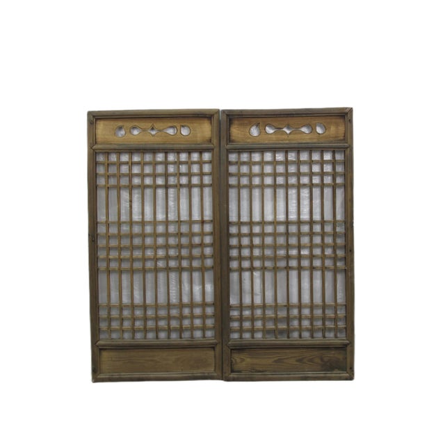 Brown Pair of Antique Chinese Latticed Screen Panel 2 For Sale - Image 8 of 8