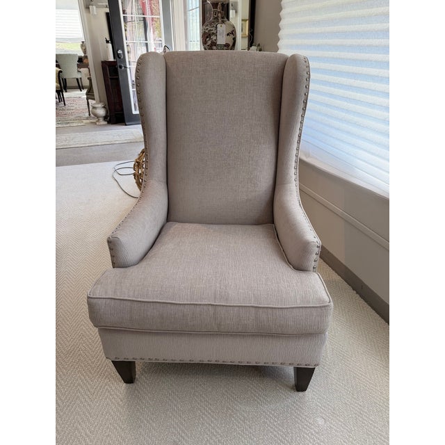 Sam Moore Custom Wing Back Chair With Nail Head Trim by Sam Moore For Sale - Image 4 of 15