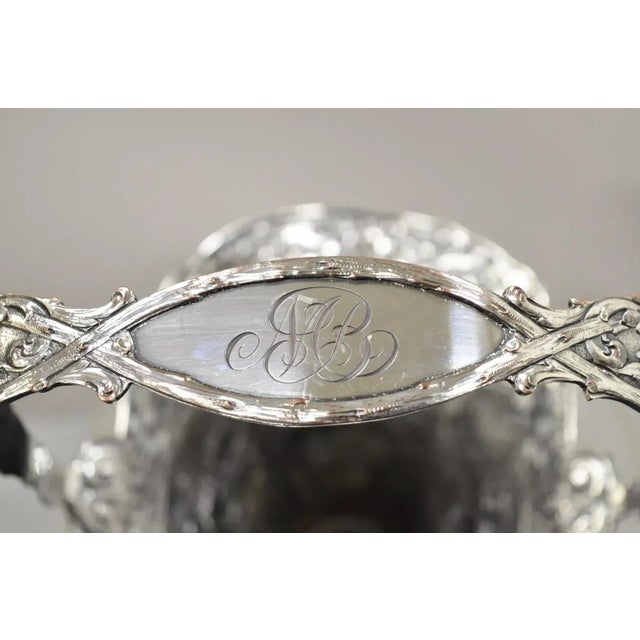 Metal Antique English Victorian Repousse Silver Plated Cherub Vase Brides Basket For Sale - Image 7 of 12