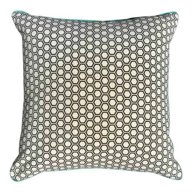 Vintage First‑Line Jonathan Adler Honeycomb Hexagon Geometric Pillow Euro Sham For Sale