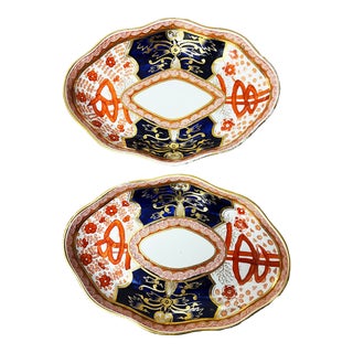 19th Century Spode Imari " Dollar" Pattern Oval Porcelain Plates- A Pair For Sale