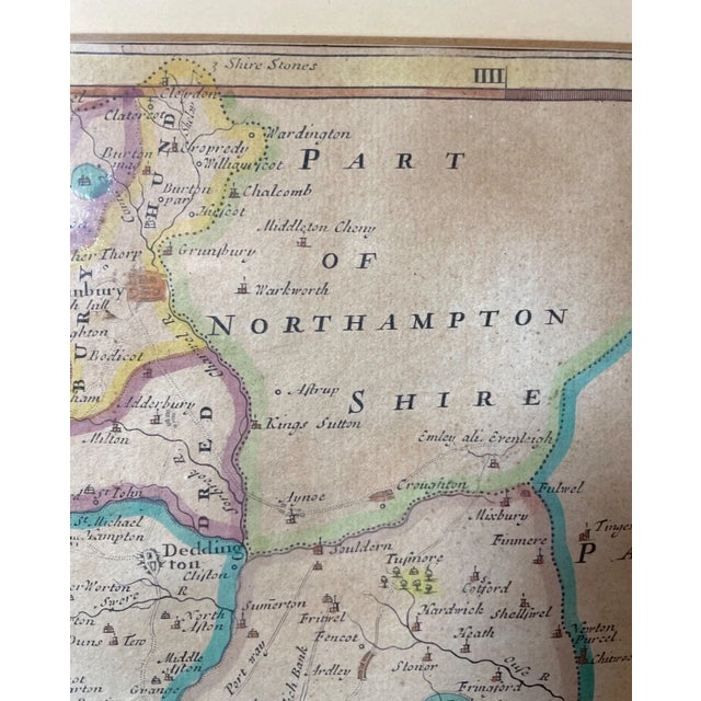 Rare Antique 17th Century Hand Colored Oxford Shire Robert Morden Map Engraving For Sale In New York - Image 6 of 13