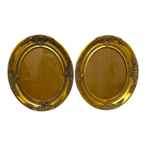 Vintage Oval Gold Ornate Victorian Style Picture Frames - A Pair