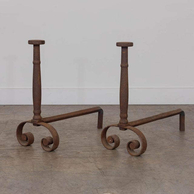 French Pair of Large 19th Century French Andirons For Sale - Image 3 of 8