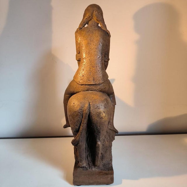 Liège School Artist, Young Girl with Donkey, 1970, Terracotta For Sale - Image 5 of 13