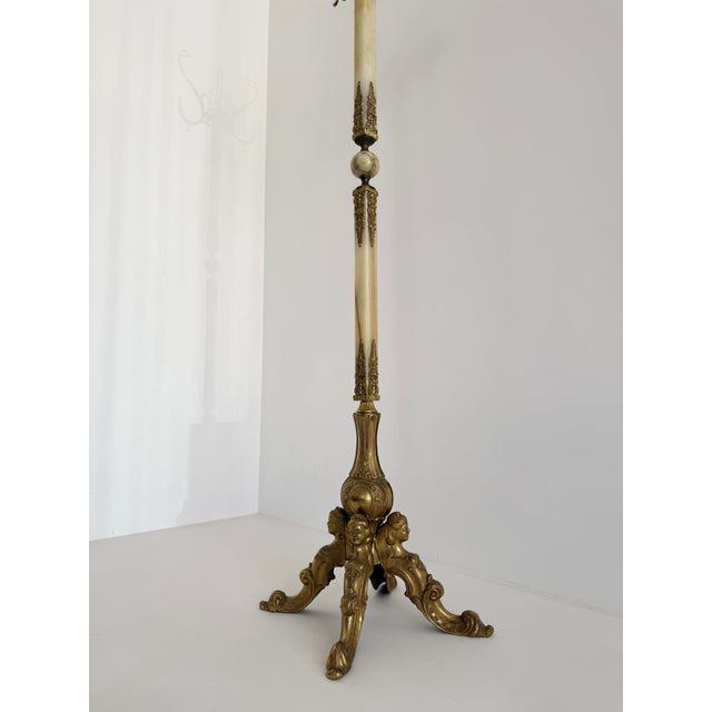 Ornate Italian Brass and Onyx Marble Coat Rack, 1960s For Sale - Image 14 of 18