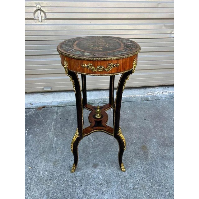 French 19th Century Louis XV Style Kingwood and Marquetry Inlaid Ormolu Mounted Side Table. For Sale - Image 10 of 11