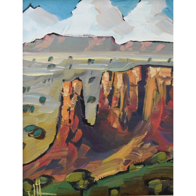 William Hawkins Southwest Landscape Oil Painting Including the Antiqued Silver Gilt Wood Frame For Sale - Image 4 of 7