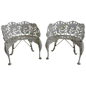 Pair of White Wrought Iron Side Chairs