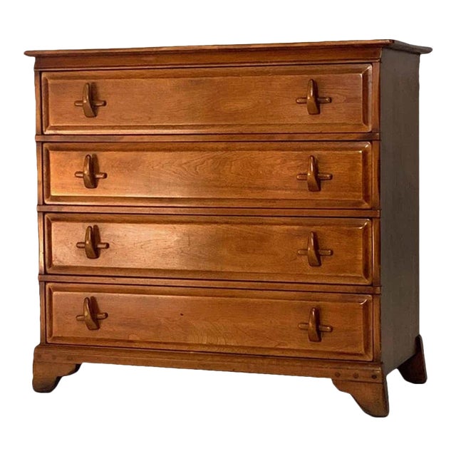 American Craft Hard Rock Maple 4 Drawer Dresser With Sculptural Pulls