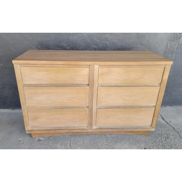 1950s Kent Coffey Cerused Walnut Mid-Century Modern Low Dresser For Sale - Image 5 of 14