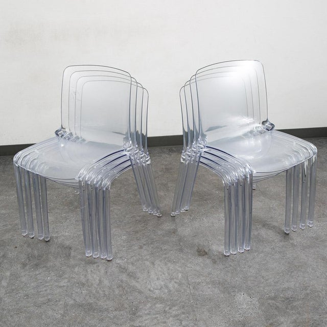 1960s Mid Century Danish Modern Dining Chairs Set 8 Casprini Tiffany Italy Stacking For Sale - Image 9 of 11