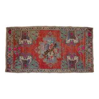 Hand Knotted Door Mat, Entryway Rug, Bath Mat, Kitchen Decor, Small Rug, Turkish Rug - 1′8″ × 3′3″ For Sale