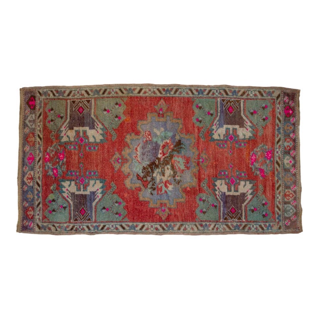 Hand Knotted Door Mat, Entryway Rug, Bath Mat, Kitchen Decor, Small Rug, Turkish Rug - 1′8″ × 3′3″ For Sale