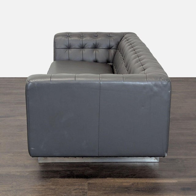 Modern Jason Furniture Modern 3-Seat Sofa in Dark Gray Leather For Sale - Image 3 of 8