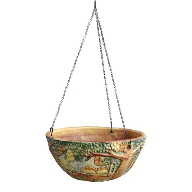 Weller Arts & Crafts Forest Woodcraft Pottery Hanging Planter C1920 For Sale - Image 10 of 11