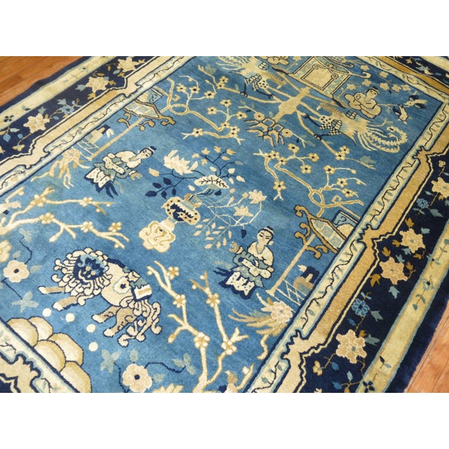 Blue Chinese Pictorial Antique Peking Rug - 6' x 8'6" For Sale - Image 10 of 18