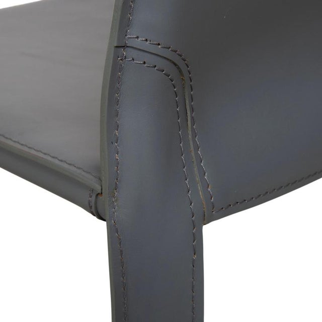 CAB 413 Chairs in Grey Leather by Mario Bellini for Cassina, Set of 4 For Sale - Image 10 of 18