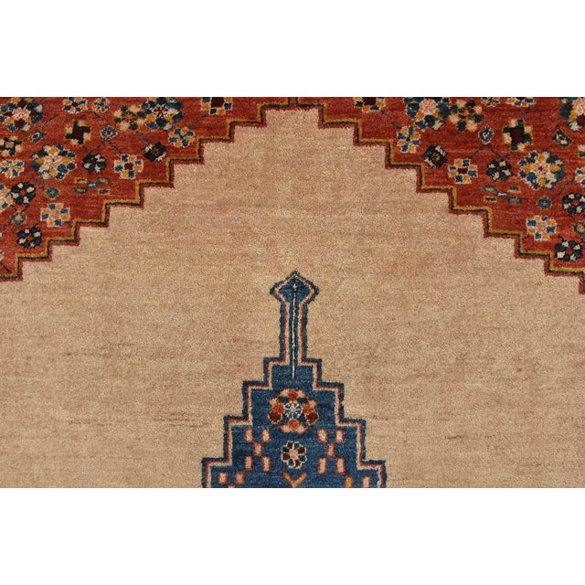 Gabbeh Rug 4’1” X 6’6” Beige Wool Vintage Tribal Hand-Knotted Oriental Carpet For Sale - Image 9 of 13