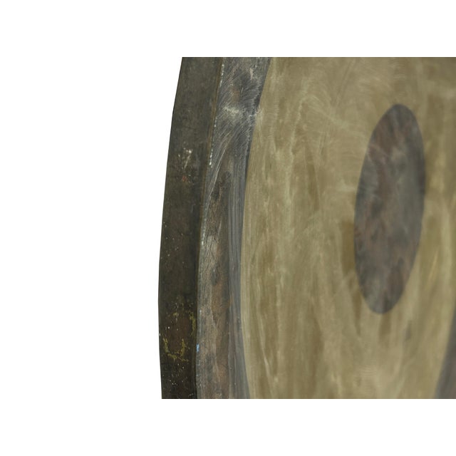 Gray 23.5" Vintage Oriental Mixed Metal Round Gong Display For Sale - Image 8 of 11