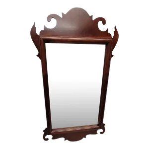 Vintage Chippendale Beveled Tudor Wall Mirror, English Revival Mahogany Dresser Mirror, Heritage Classic Decor