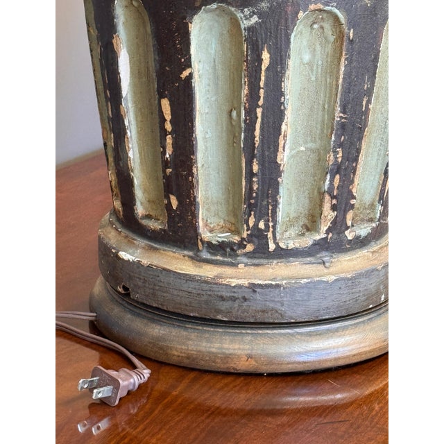 Pair of 19th Century Carved Wood Neoclassical Column Lamps For Sale - Image 12 of 13
