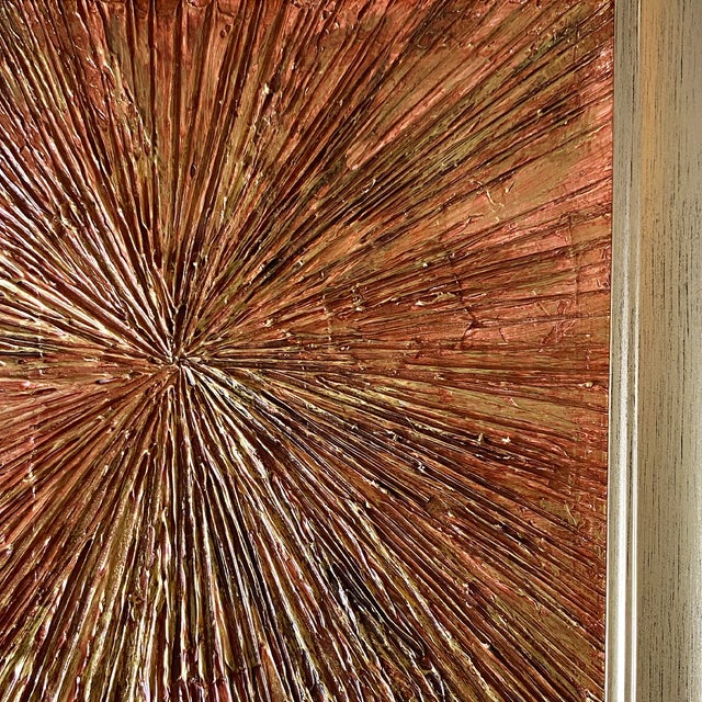 Textured Sunburst Wall Art Original Acrylic & Clay Painting by Tatiana Duperault For Sale - Image 4 of 6