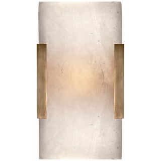 Kelly Wearstler for Visual Comfort Signature Covet Wide Clip Bath Sconce in Antique-Burnished Brass For Sale