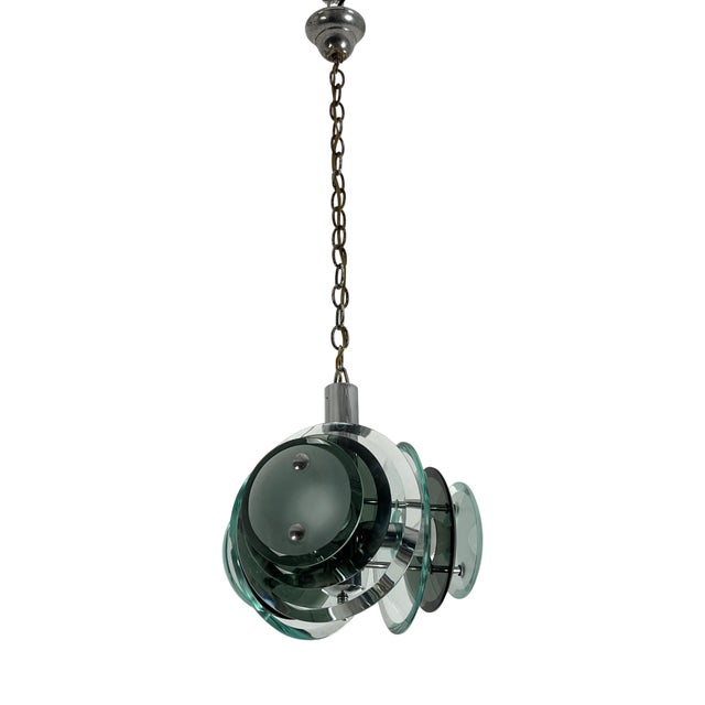 Mid-Century Modern Chandelier in the style of Fontana Arte, 1960s For Sale