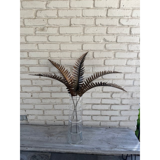 Striking set of five hand-cut metal fern fronds crafted in warm copper with a naturally developed patina. Each piece...