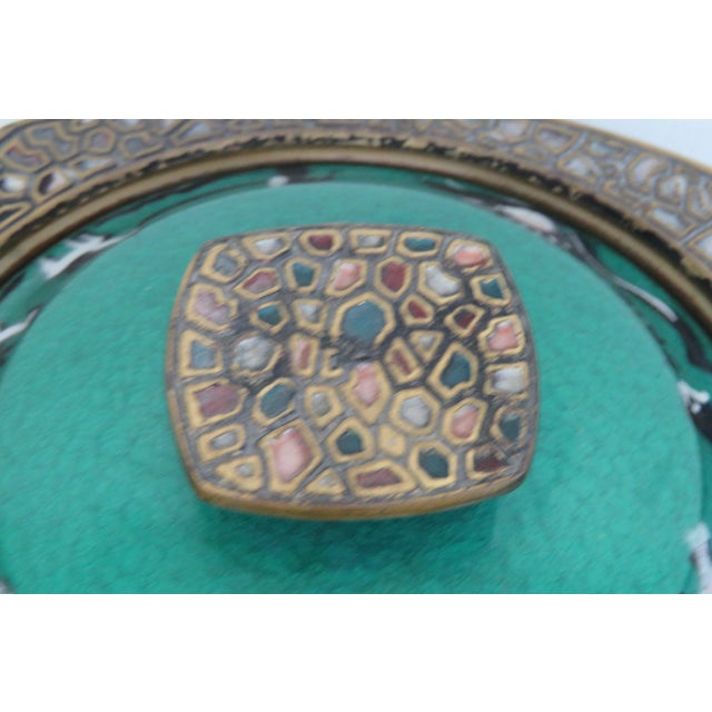 Mid Century Judaica Israeli Enamel Lidded Brass Serving Bowl Pedestal Dish 5003b For Sale - Image 4 of 14