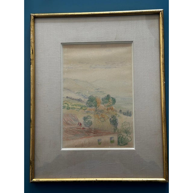Henri-Edmond Cross, Landscape of Provence, 1800s, Colored Pencils on Paper, Framed For Sale - Image 16 of 17