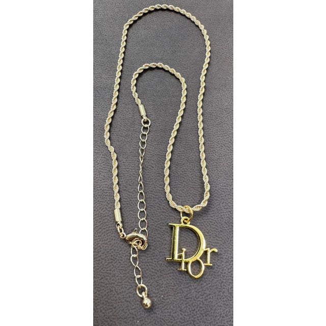 2010s Authentic Christian DIOR Repurposed Charm Pendant Necklace Logo Gold For Sale - Image 5 of 18