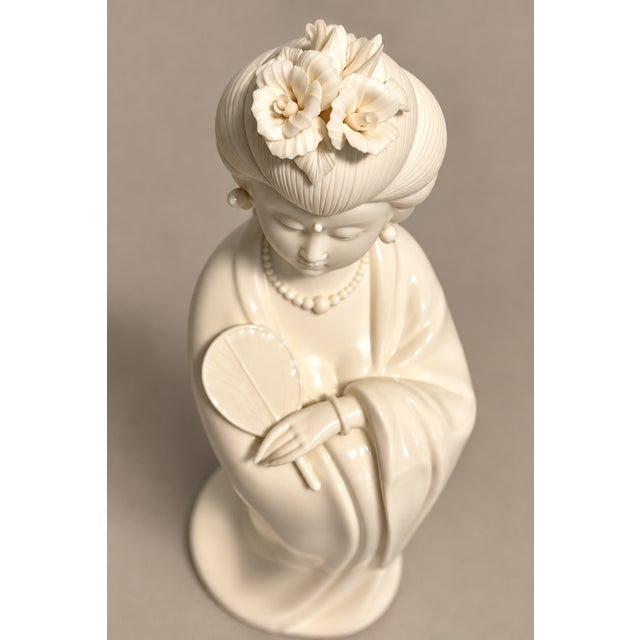 Large Mid Century Modern Ceramic Mixed Finish Gump's Geisha Statue Figurine For Sale In Naples, FL - Image 6 of 11