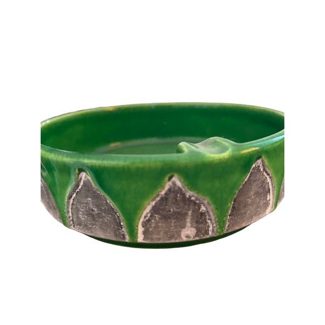 Aldo Londi Aldo Londi for Bitossi Large Green Ashtray With Silver Moorish Arches For Sale - Image 4 of 7