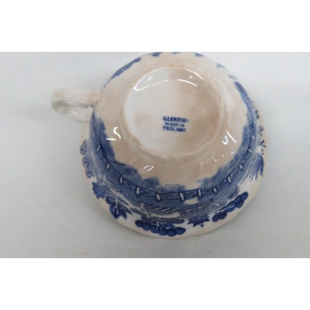 Early 20th Century Allertons England Tea Coffee Cup and Saucer 2pc Set White and Blue Ceramic For Sale - Image 9 of 13