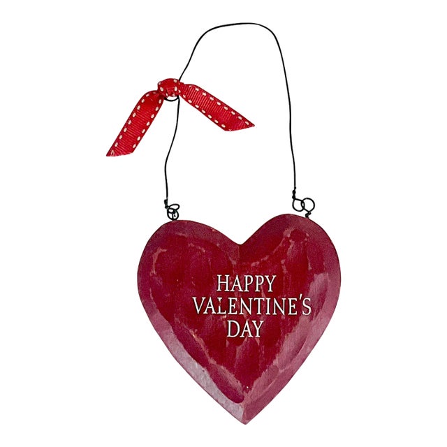 1980s Vintage Boho Chic Arts & Crafts Happy Valentine’s Day Door Knob Hanger For Sale