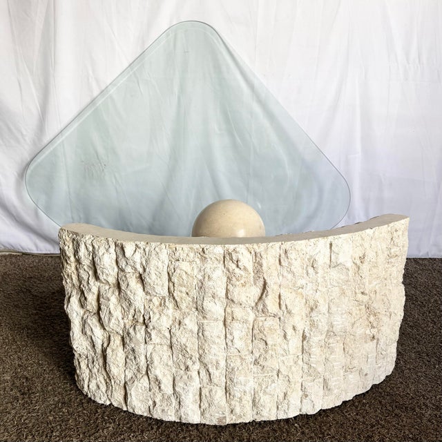 Postmodern Tessellated Stone Triangular Coffee For Sale - Image 4 of 6