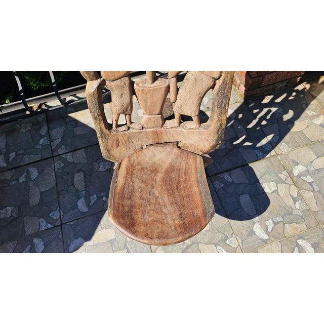 Hand-Carved African Tribal Ceremonial Chair, 1950s For Sale - Image 3 of 13