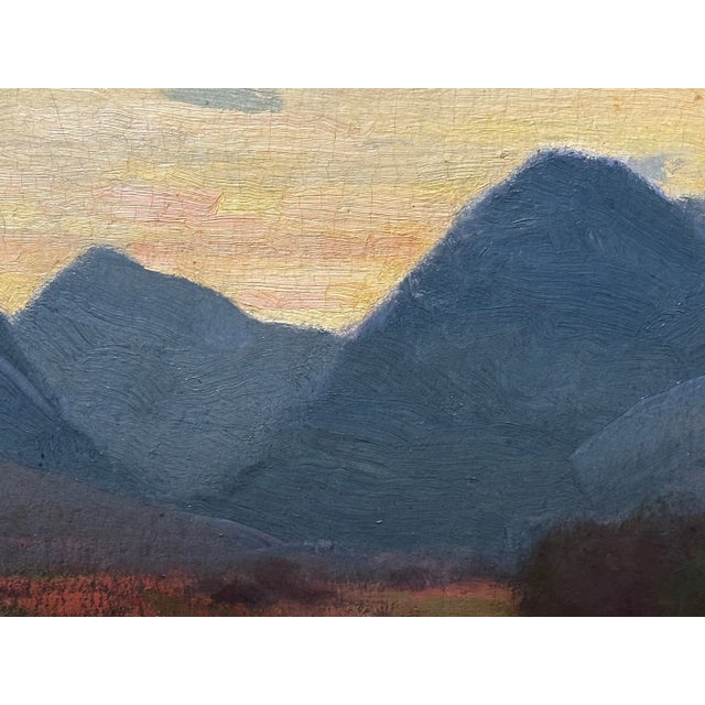Brown Scottish Mountain Oil Landscape at Dusk Signed by George Houston, c.1900–1920 For Sale - Image 8 of 12