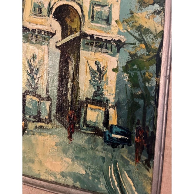 Mid-Century Modern Vintage Paris Arc De Triomphe Impasto Oil Painting, Signed, Mid-Century French Style For Sale - Image 3 of 11