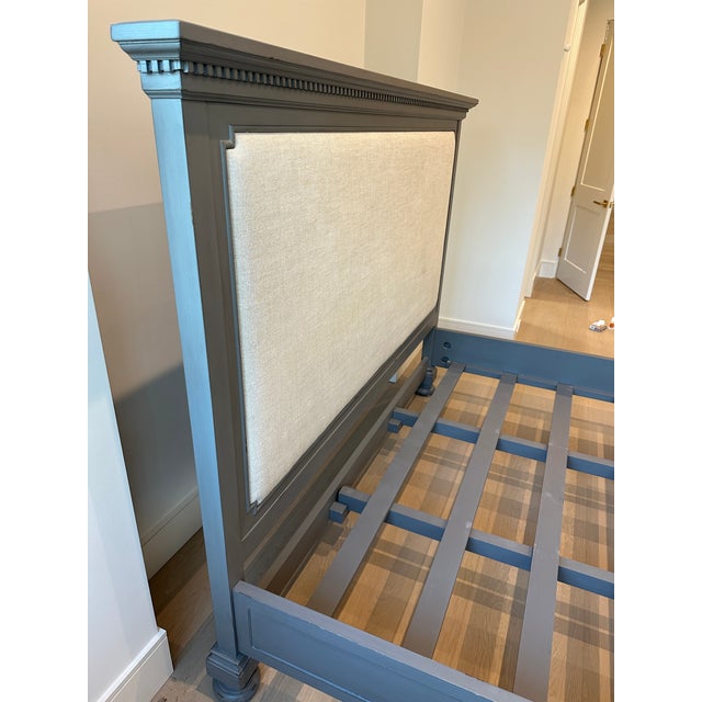 Rh Restoration Hardware St. James Fabric Panel King Bed W/Footboard - Antiqued Graphite & Sand Belgian Linen For Sale In Houston - Image 6 of 12
