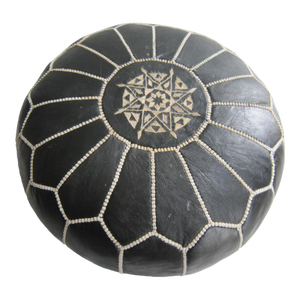 Vintage Moroccan Leather Pouf