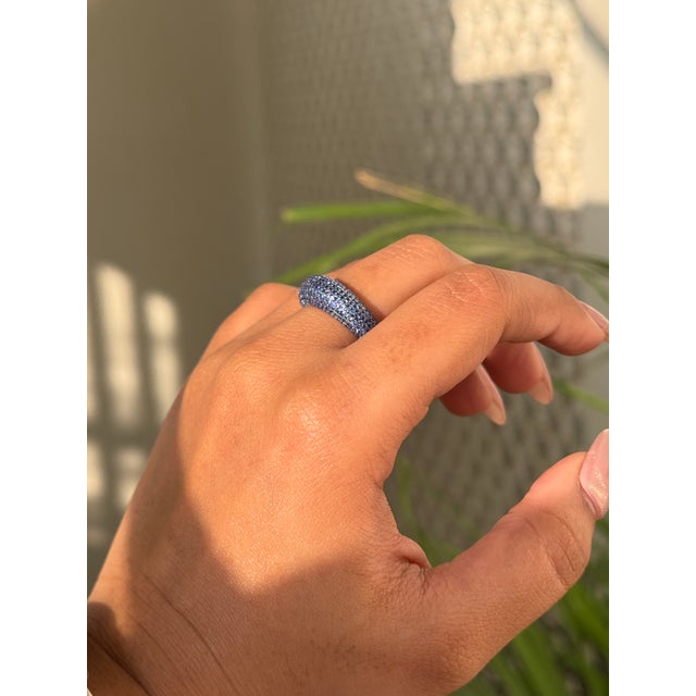 Chic 2.03ct Sapphire Cluster Contemporary Chunky Ring Size 8 in 14k Solid Gold For Sale - Image 10 of 18