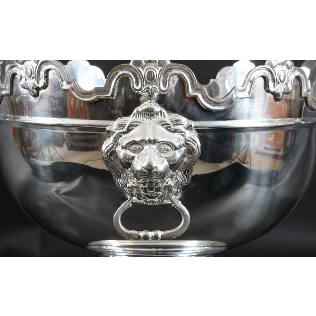 1990s Large Vintage Silver-Plated Punch Bowl from Monteith, 1980s For Sale - Image 5 of 18