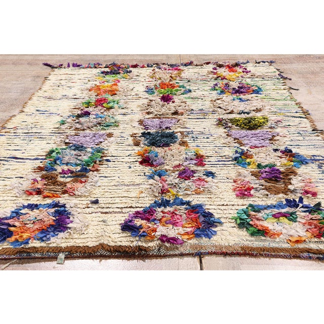 Vintage Azilal Boucherouite Moroccan Rug, 04'10 X 06'10 For Sale - Image 9 of 10