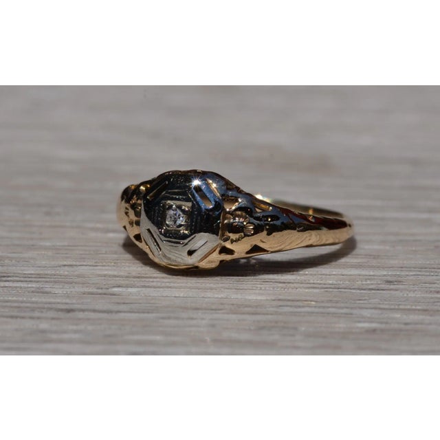 The Escambra: Antique Yellow Gold Filigree Engagement Ring For Sale - Image 4 of 10