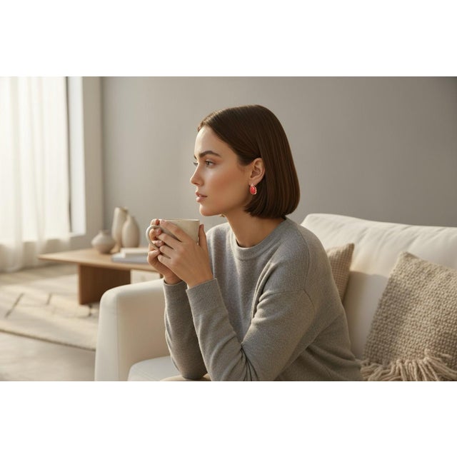 1970s 14k Rose Yellow Gold Floral Earrings Natural Carnelian Cabochons 20.40 Carats, A Pair For Sale - Image 5 of 9