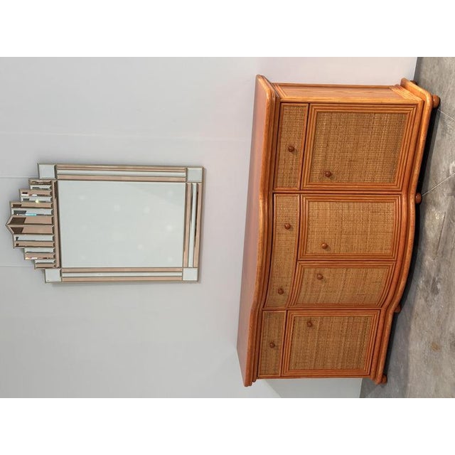 Vintage Rattan and Wood Orange Curved Sideboard, 1980s For Sale - Image 4 of 16